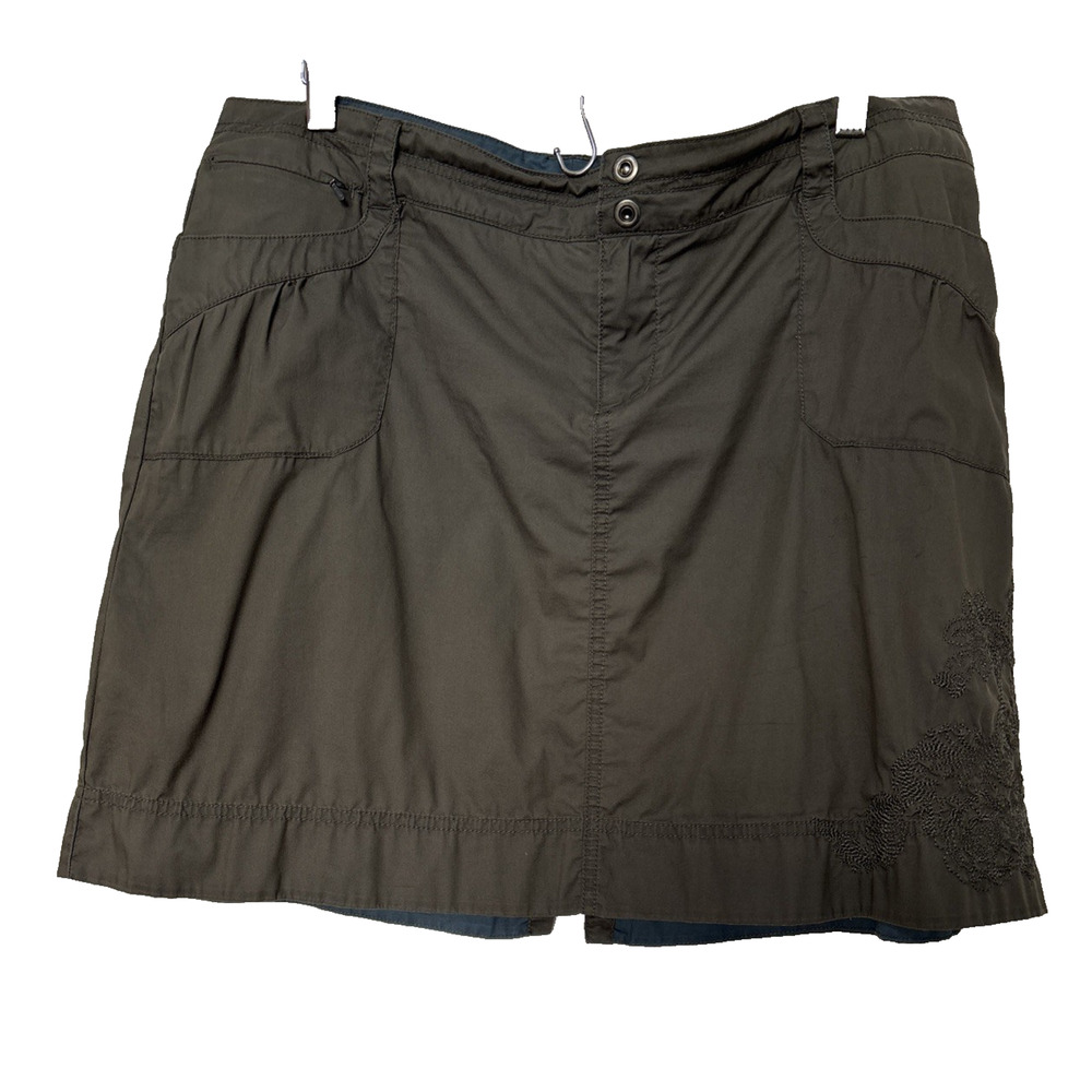 REI Womens 14 Green Travel Hiking Skirt Embroidered Lightweight Outoors Gorpcore